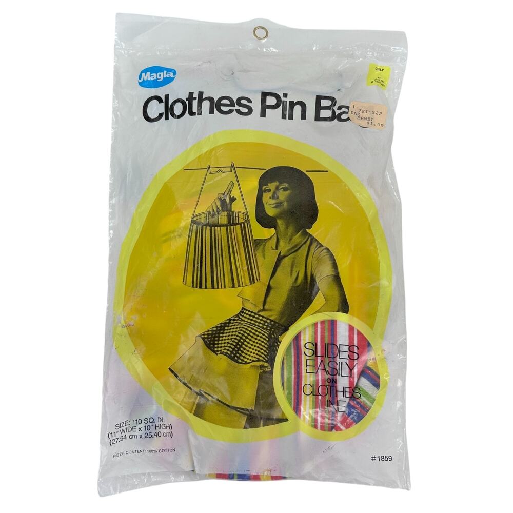 Vintage Magla Clothes Pin Bag 11"w x 10"h Striped Multicolor NEW Vintage Graphic